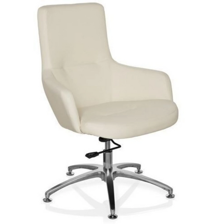 Cremewitte Lounge stoel SHAKE 300 met glanzend metalen kruisvoet en zwenkwielen van hjh OFFICE