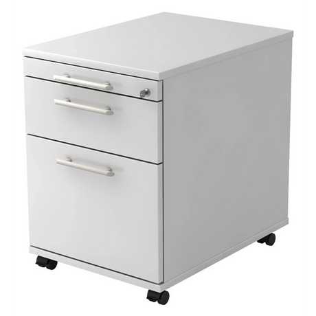Witte plastic Rolcontainer SIGNA AC20 met relinggrepen en zwenkwielen van hjh OFFICE PRO