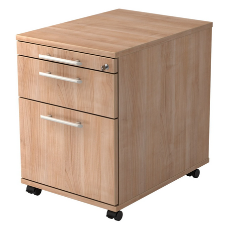 Rolcontainer SIGNA AC20 in walnoot-look met relinggrepen en zwenkwielen van hjh OFFICE PRO