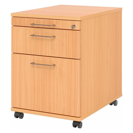 Rolcontainer SIGNA AC20 in beukenlook met metalen beugelgrepen en zwenkwielen van hjh OFFICE PRO