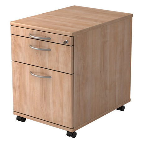Rolcontainer SIGNA AC20 in walnoot-look met drie laden en booggrepen van hjh OFFICE PRO