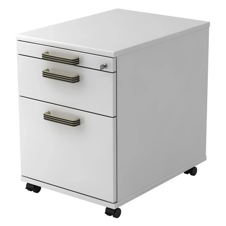 Witte Rolcontainer SIGNA AC20 met kunststof streepgrepen en zwenkwielen van hjh OFFICE PRO