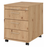 Rolcontainer SIGNA AC30 in essenhout-look met vier laden en metalen beugelgrepen van hjh OFFICE PRO