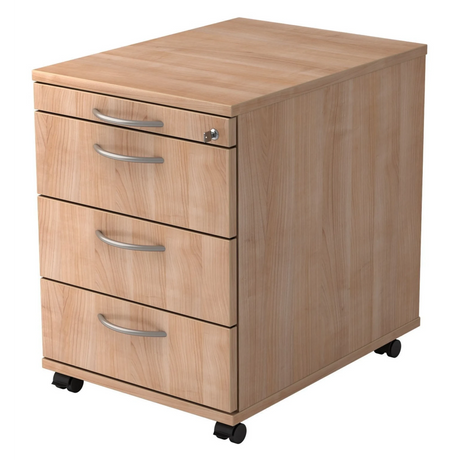 Rolcontainer SIGNA AC30 in walnoot-look met drie laden en booggrepen van hjh OFFICE PRO