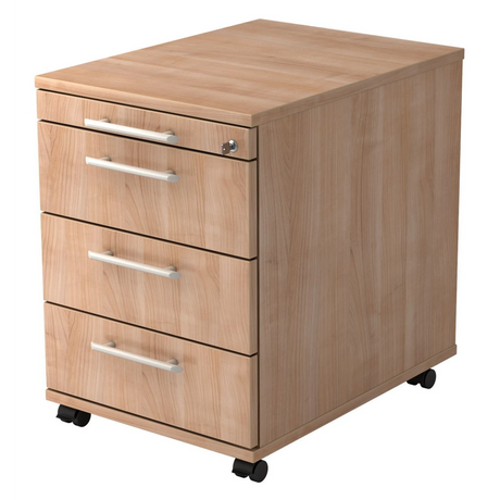 Rolcontainer SIGNA AC30 in walnoot-look met vier laden und relinggrepen van hjh OFFICE PRO