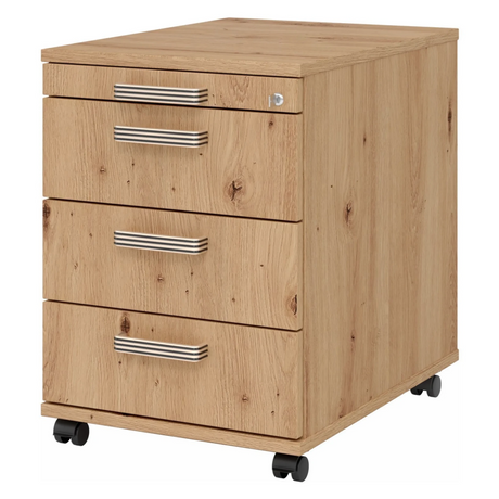 Rolcontainer SIGNA AC30 in asteike-look met drie streepgrepen en zwenkwielen van hjh OFFICE PRO