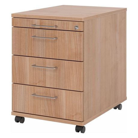 Rolcontainer SIGNA AC30 in walnoot-look met vier lades en beugelgrepen van hjh OFFICE PRO