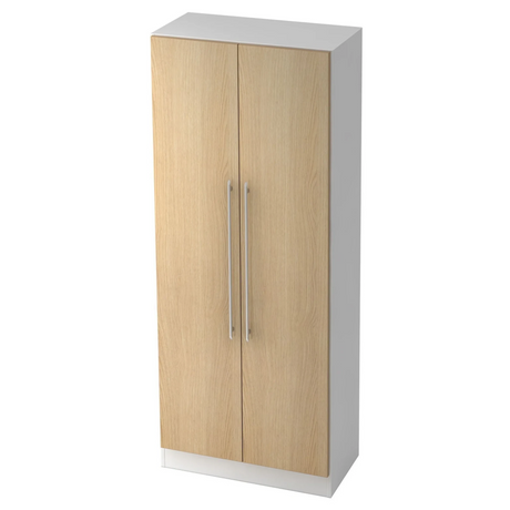 Tweedeurs kast SIGNA G 7100 in wit en eiken met twee railgrepen van hjh OFFICE PRO