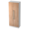 Kast SIGNA G 7100 in wit en walnoot-look met twee chromen handgrepen van hjh OFFICE PRO
