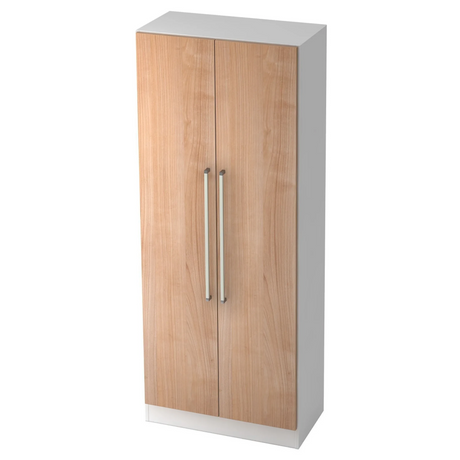Kast SIGNA G 7100 in wit en walnoot-look met twee chromen handgrepen van hjh OFFICE PRO