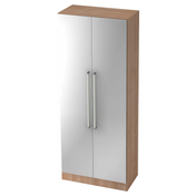 Kast SIGNA G 7100 in walnoot-look met zilveren metalen fronten en twee chromen handgrepen van hjh OFFICE PRO