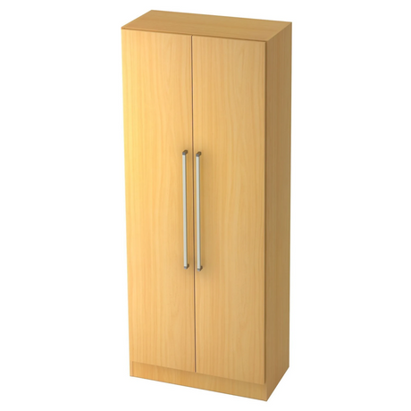 Tweedeurs archiefkast SIGNA G 7100 in beukenlook met twee zilverkleurige chroomgrepen van hjh OFFICE PRO