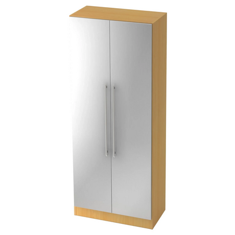 Kast SIGNA G 7100 in beuken met zilverkleurige kunststof deuren en twee relinggrepen van hjh OFFICE PRO