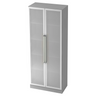 Grijze archiefkast SIGNA G 7100G met twee gematteerde glazen deuren en chromen handgrepen van hjh OFFICE PRO