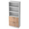 Kast SIGNA G 7300 in wit en walnoot met twee laden en chromen grepen van hjh OFFICE PRO