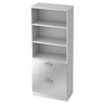 Witte SIGNA G 7300 stelling met drie open planken en twee laden met chromen handgrepen van hjh OFFICE PRO