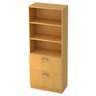 Kast SIGNA G 7300 in beukenhout-look met drie open vakken en twee laden met chromen grepen van hjh OFFICE PRO
