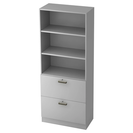 Grijze plastic kast SIGNA G 7300 met drie open vakken en twee laden van hjh OFFICE PRO