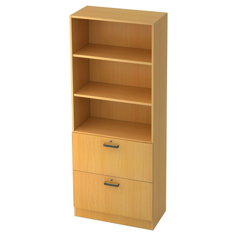 Kast SIGNA G 7300 in beukenlook met open vakken en twee laden van hjh OFFICE PRO