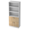 Kast SIGNA G 7300 in wit en eiken met drie open planken en twee laden van hjh OFFICE PRO