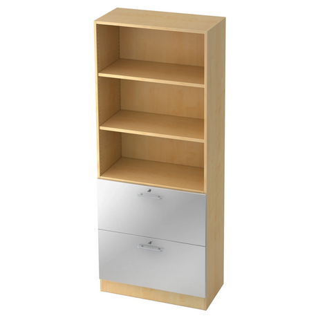 Kastcombinatie SIGNA G 7300 in esdoornoptiek met twee zilverkleurige laden van hjh OFFICE PRO