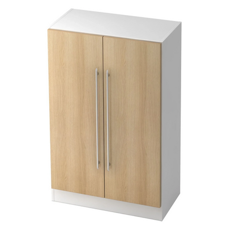 Kast SIGNA G 7550 in wit en eiken met twee deuren en lange witte railgrepen van hjh OFFICE PRO