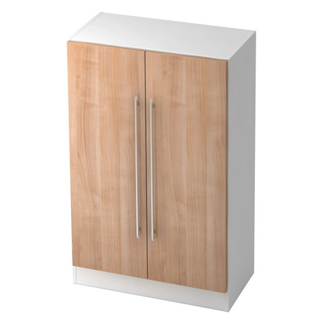 Kast SIGNA G 7550 in wit en walnoot met twee deuren en railgrepen van hjh OFFICE PRO