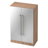 Kast SIGNA G 7550 in walnootlook met zilveren metalen deuren en twee chromen handgrepen van hjh OFFICE PRO