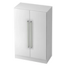 Witte kast SIGNA G 7550 met twee deuren en zilverkleurige chromen grepen van hjh OFFICE PRO
