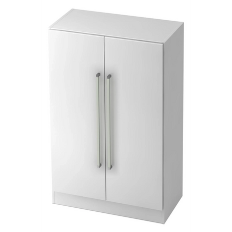 Witte kast SIGNA G 7550 met twee deuren en zilverkleurige chromen grepen van hjh OFFICE PRO