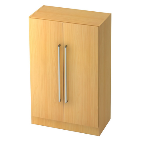Archiefkast SIGNA G 7550 in beukenlook met twee deuren en zilverkleurige chromen handgrepen van hjh OFFICE PRO