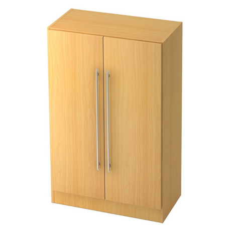 Archiefkast SIGNA G 7550 in beukenlook met twee deuren en zilverkleurige relinggrepen van hjh OFFICE PRO
