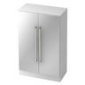Witte metalen kast SIGNA G 7550 met twee deuren en zilverkleurige chromen handgrepen van hjh OFFICE PRO