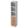 Kast SIGNA G 7600 in wit en walnoot met drie open vakken en vier laden van hjh OFFICE PRO