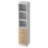 Kast SIGNA G 7600 in wit en eiken met vier laden en open opbergvakken van hjh OFFICE PRO