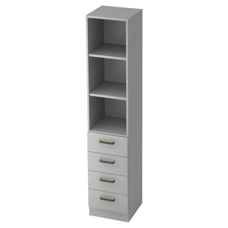 Grijze archiefkast SIGNA G 7600 van kunststof met drie open vakken en vier lades van hjh OFFICE PRO