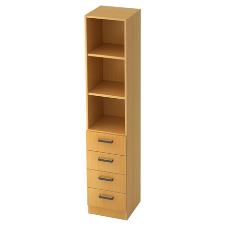 Kast SIGNA G 7600 in beukenkleurig decor met drie open vakken en vier laden van hjh OFFICE PRO