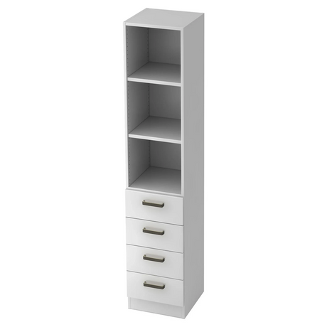 Witte plastic kast SIGNA G 7600 met drie open vakken en vier laden van hjh OFFICE PRO