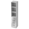 Witte kast SIGNA G 7600 met drie open vakken, vier laden en chromen grepen van hjh OFFICE PRO