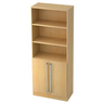 Kast SIGNA G 7700 in esdoornlook met drie open vakken en een tweedeurs kastje met chromen grepen van hjh OFFICE PRO