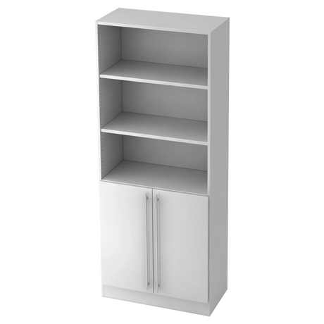 Witte plastic kast SIGNA G 7700 met drie open vakken en een kastje met railgrepen van hjh OFFICE PRO