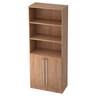 Kast SIGNA G 7700 in walnoot-look met open vakken en twee deuren met chromen handgrepen van hjh OFFICE PRO