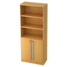 Kast SIGNA G 7700 in beukenlook met drie open vakken en twee deuren met chromen grepen van hjh OFFICE PRO
