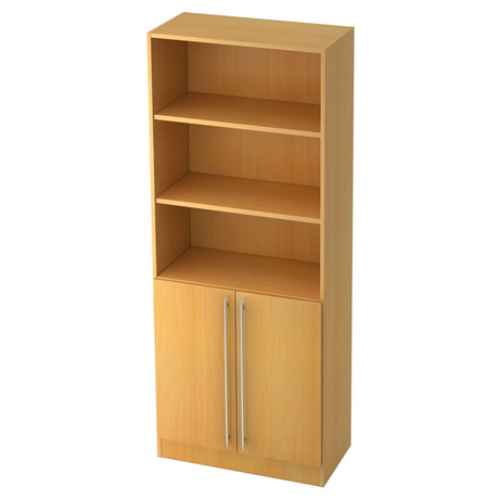 Kast SIGNA G 7700 in beukenlook met twee open vakken en een kastje met railgrepen van hjh OFFICE PRO