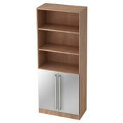 Kast SIGNA G 7700 in walnootlook met zilveren kastdeuren en twee chromen handgrepen van hjh OFFICE PRO