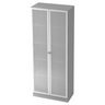 Grijze archiefkast SIGNA K 6100G SG met twee matte glazen deuren en zilverkleurige grepen van hjh OFFICE PRO