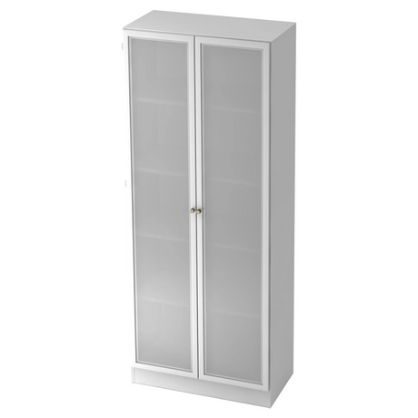 Witte archiefkast SIGNA K 6100G SG met twee gematteerde glazen deuren in zilver van hjh OFFICE PRO
