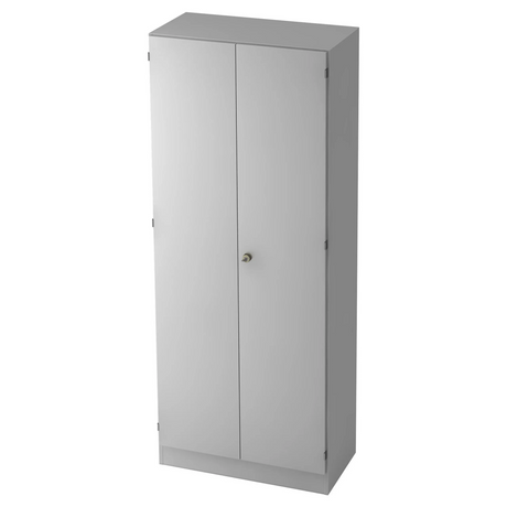 Grijze metalen kast SIGNA K 6200 SG met twee deuren en een centraal slot van hjh OFFICE PRO