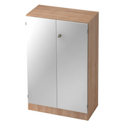 Archiefkast SIGNA K 6550 SG in walnoot-look met twee zilveren deuren en slot van hjh OFFICE PRO