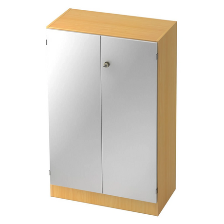 Archiefkast SIGNA K 6550 SG in beuken met twee zilveren deuren en slot van hjh OFFICE PRO